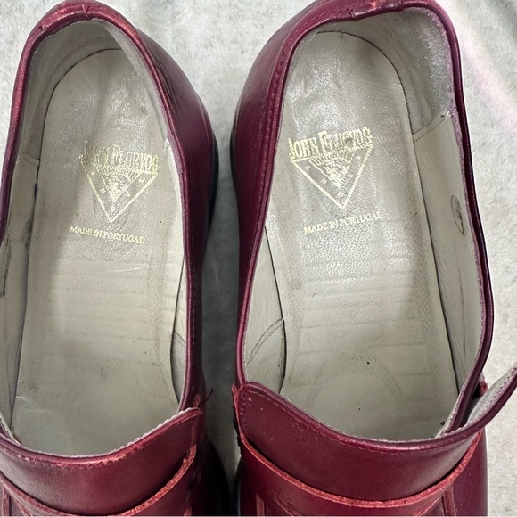 John Fluevog Dark Red Leather Chunky Block Heel Loafer Size 8 - Picture 6 of 11